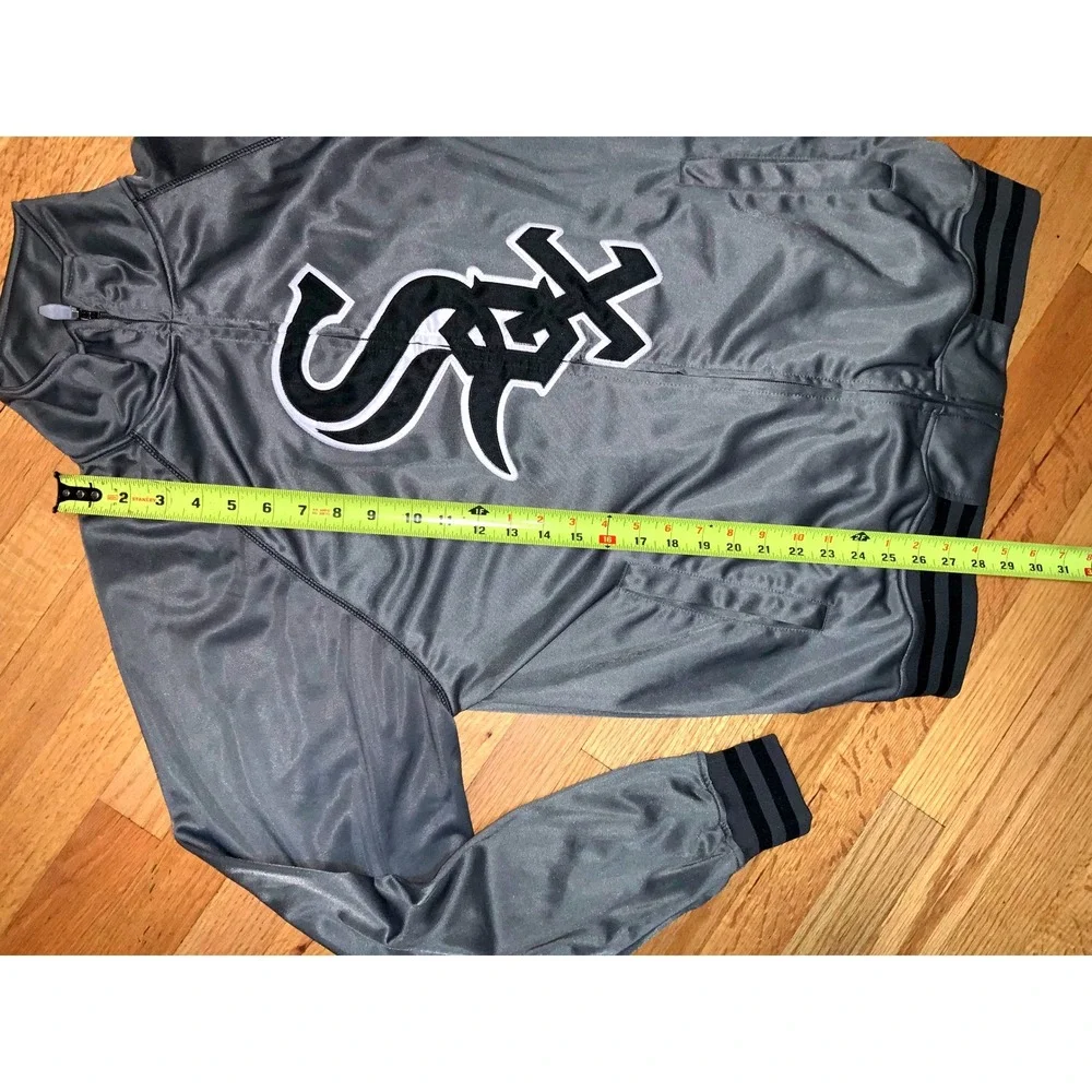 VNTG Chicago White Sox‎ Majestic Track Jacket Mens MT Gray Full Zip MLB Baseball